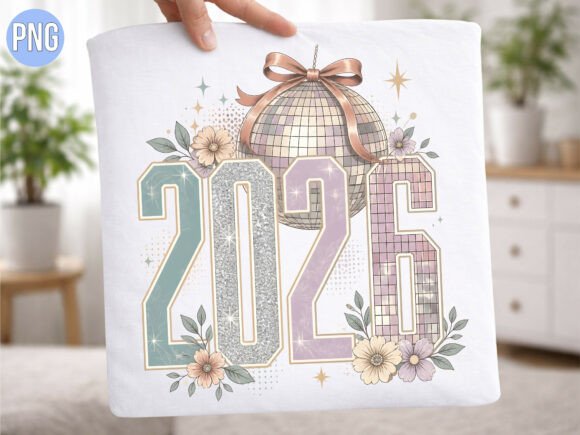 026 New Year Disco Ball Floral PNG SHIRT