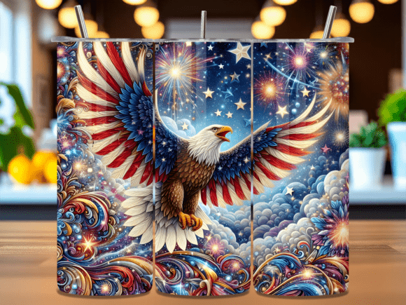 4th of July Eagle Tumbler Wrap PNG