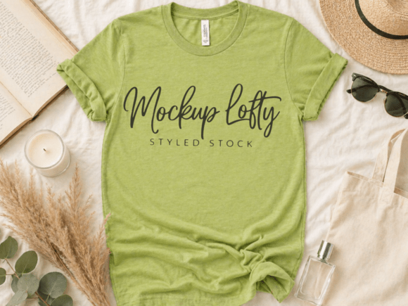 BC3001 Heather Green Flat Lay Mockup: A Practical Choice for Clean, Professional Design Presentation
