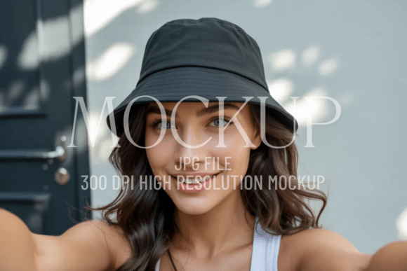 Black Bucket Hat Mockup