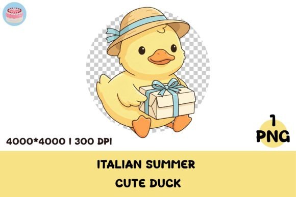 Cute Gift Box Duck Clipart PNG: Cheerful, Versatile Design for Handmade Celebrations