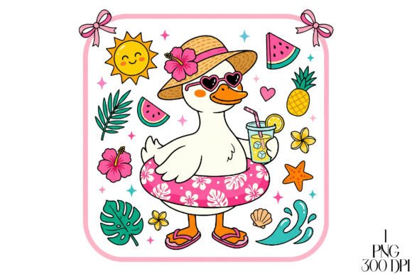 Cute Summer Goose PNG: Your Go-To Design for Bright, Joyful Seasonal Projects