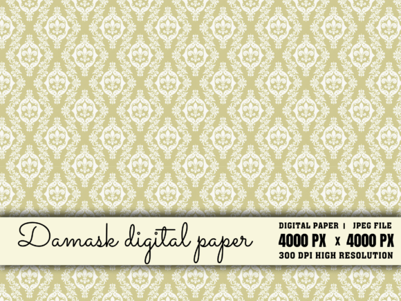 Damask Digital Paper, Scrapbook Paper