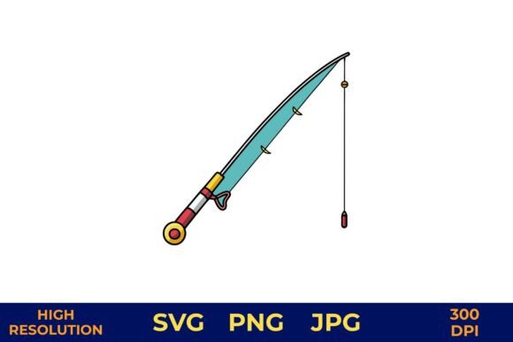 Fishing Rod Vector Design in Bright