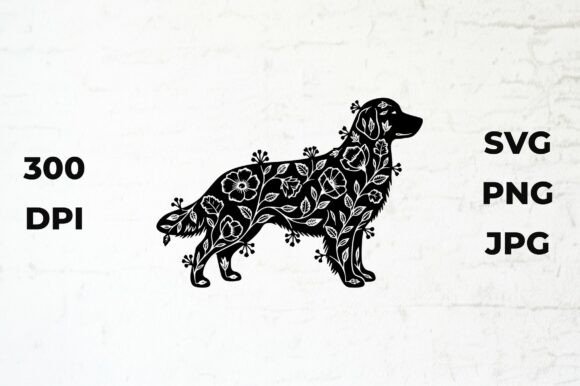 Floral Patterned Dog Silhouette