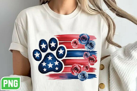 Floral Paw Print American Flag PNG: A Versatile Digital Asset for Creative Professionals and Craft Enthusiasts