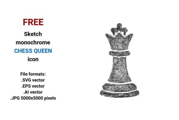 Free Sketch Chess Queen Icon: Versatile, Scalable & Ready for Any Project