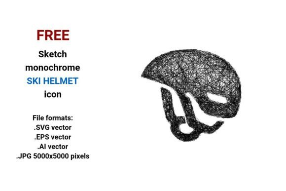 FREE Sketch Ski Helmet Icon: A Versatile, Scalable Resource for Safety-Focused Design