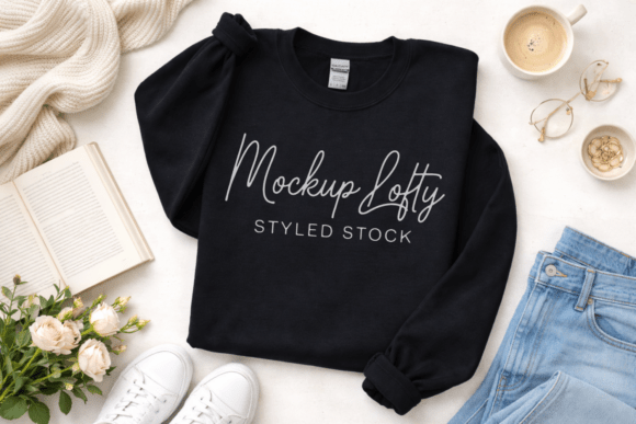 Gildan 18000 Black Sweatshirt Mockup: Elevate Your Design Presentations with Professional Clarity