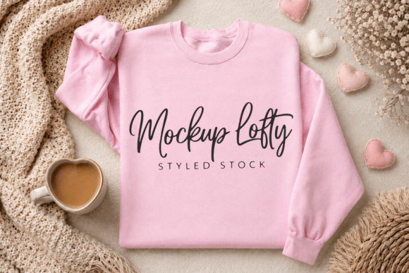 Gildan 18000 Pink Flat Lay Mockup