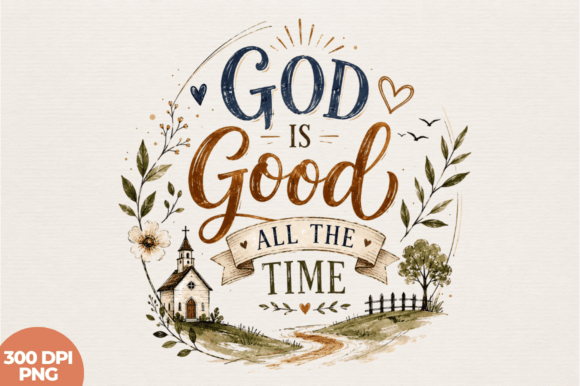 God is Good All the Time PNG Design
