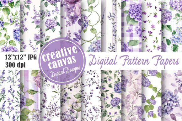 Lavender Hydrangea Wildflower Seamless
