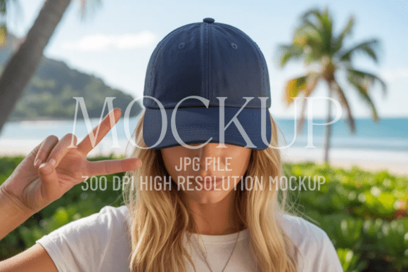 Navy Beach Cap Mockup
