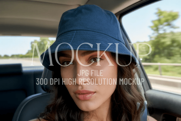 Navy Bucket Hat Mockup