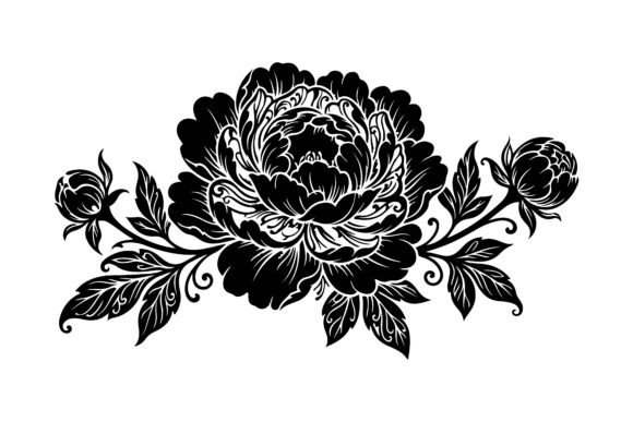 Peony Floral Silhouette Vector: A Versatile Digital Asset for Creative Production and Commercial Design
