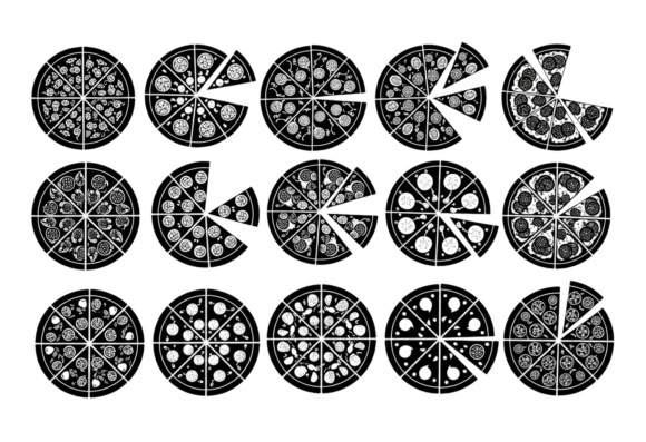 Pizza Slices Vector Clipart Black