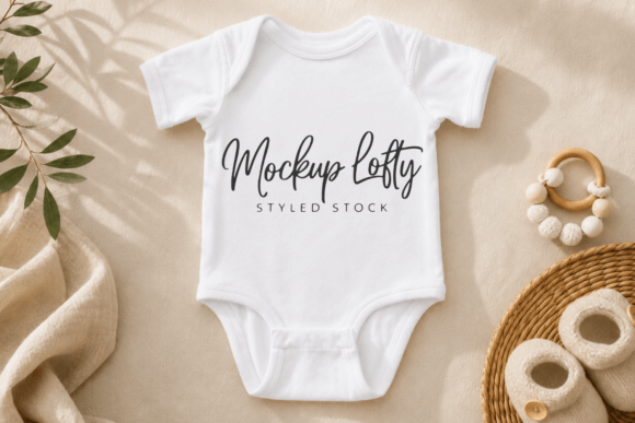 Rabbit Skins 4400 White Onesie Mockup: Your Go-To Tool for Authentic, Minimal Kids Branding