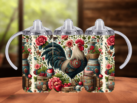 Retro Rooster 12 Oz Tumbler Wrap PNG