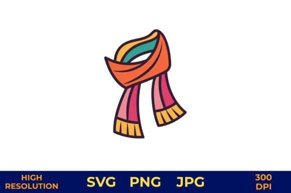 Striped Scarf Vector in Bold Colors