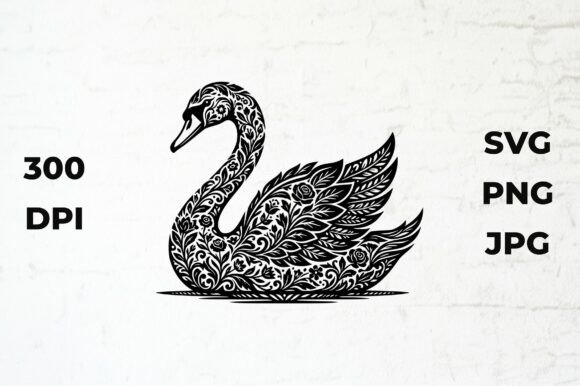 Swan Silhouette Vector Art Illustration
