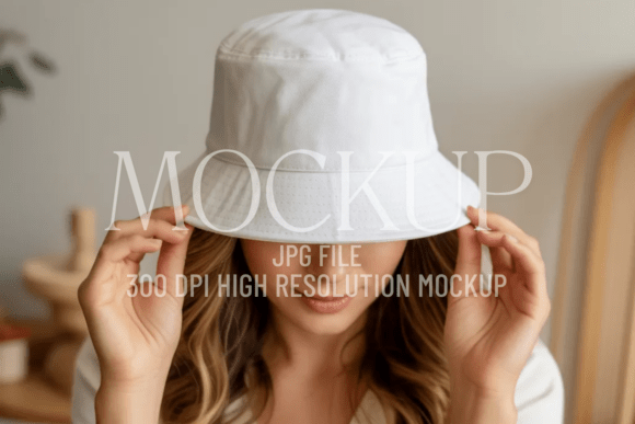 White Bucket Hat Model Mockup